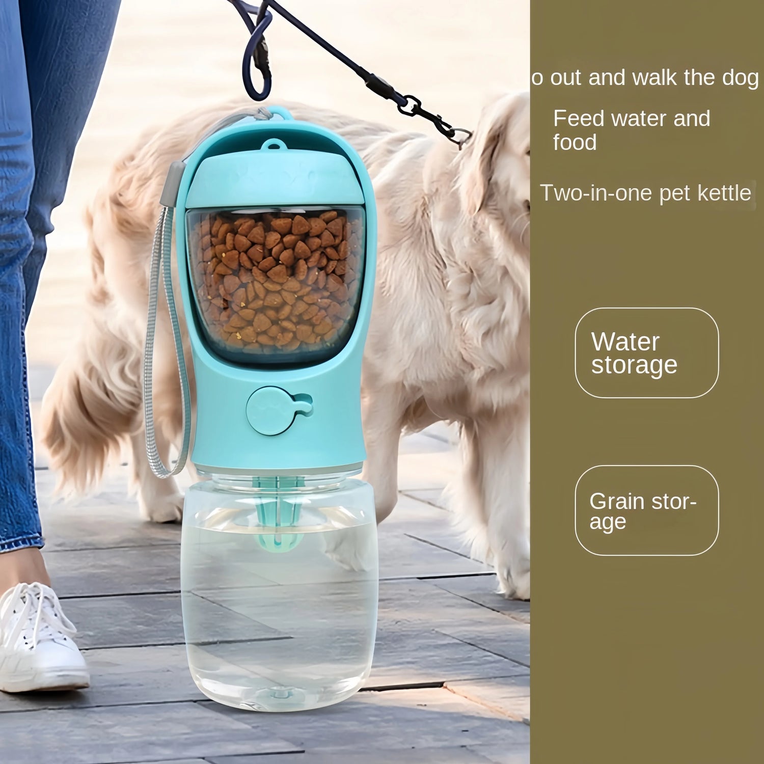 Ultimate Portable Dog & Cat Water Bottle with Food Storage - Perfect for Outdoor Adventures with Your Pets!